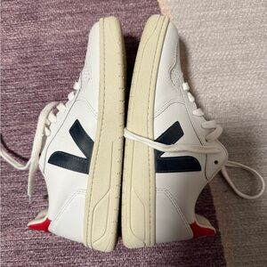 Veja White Sneakers with Black and Red Accents